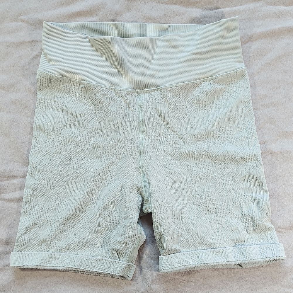 Aerie Offline Mint Green Textured Athletic Biker Shorts, Medium